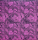 Pink/Black  Traditional Polynesian Tapa Monstera leaves design Polyester Fabric