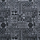 Black/White Traditional Polynesian Tapa design Polyester Fabric