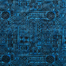 Blue colored Traditional Polynesian Tapa design Polyester Fabric