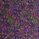 Purple, Black and Green colored Traditional Polynesian Tattoo Design Watercolor Polyester Fabric