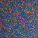 Orange and Blue colored Traditional Polynesian Tattoo Design Watercolor Polyester Fabric