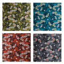 Swatches of Traditional Polynesian Tattoo Plumeria Tiare Design Peachskin Fabric