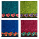 Swatches of Traditional Polynesian Tattoo Rose Polka Dot Border Peachskin Fabric