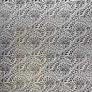White/Silver Traditional Polynesian Tattoo Water Lily design Polyester Foil Fabric