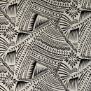 Black & White Traditional Polynesian Tattoo w/ Flower Flocking Fabric