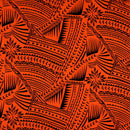 Orange & Black Traditional Polynesian Tattoo w/ Flower Flocking Fabric