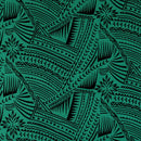 Mint & Black Traditional Polynesian Tattoo w/ Flower Flocking Fabric