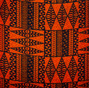 Orange & Navy colored Traditional Tongan Geometric Design Fabric