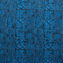 Blue colored Traditional Tongan Geometric Design Peachskin Fabric