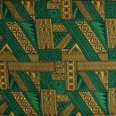 Green Yellow Traditional Tongan Geometric Design Peachskin Fabric