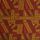 Red/Yellow Traditional Tongan Geometric Design Peachskin Fabric