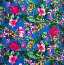 Blue Tropical Garden Peachskin Fabric