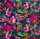 Purple Tropical Garden Peachskin Fabric
