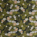 Traditional Polynesian Tattoo Plumeria Tiare Design | Peachskin Fabric Olive