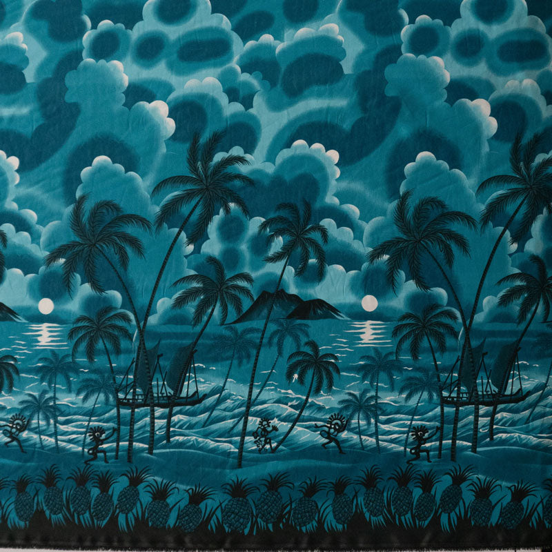 Island Sunset over Ocean | Peachskin Fabric Teal