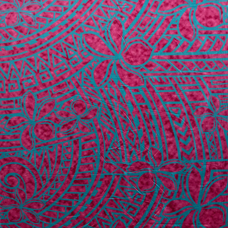 Plumeria Tribal Design | Peachskin Fabric Fuschia Gray